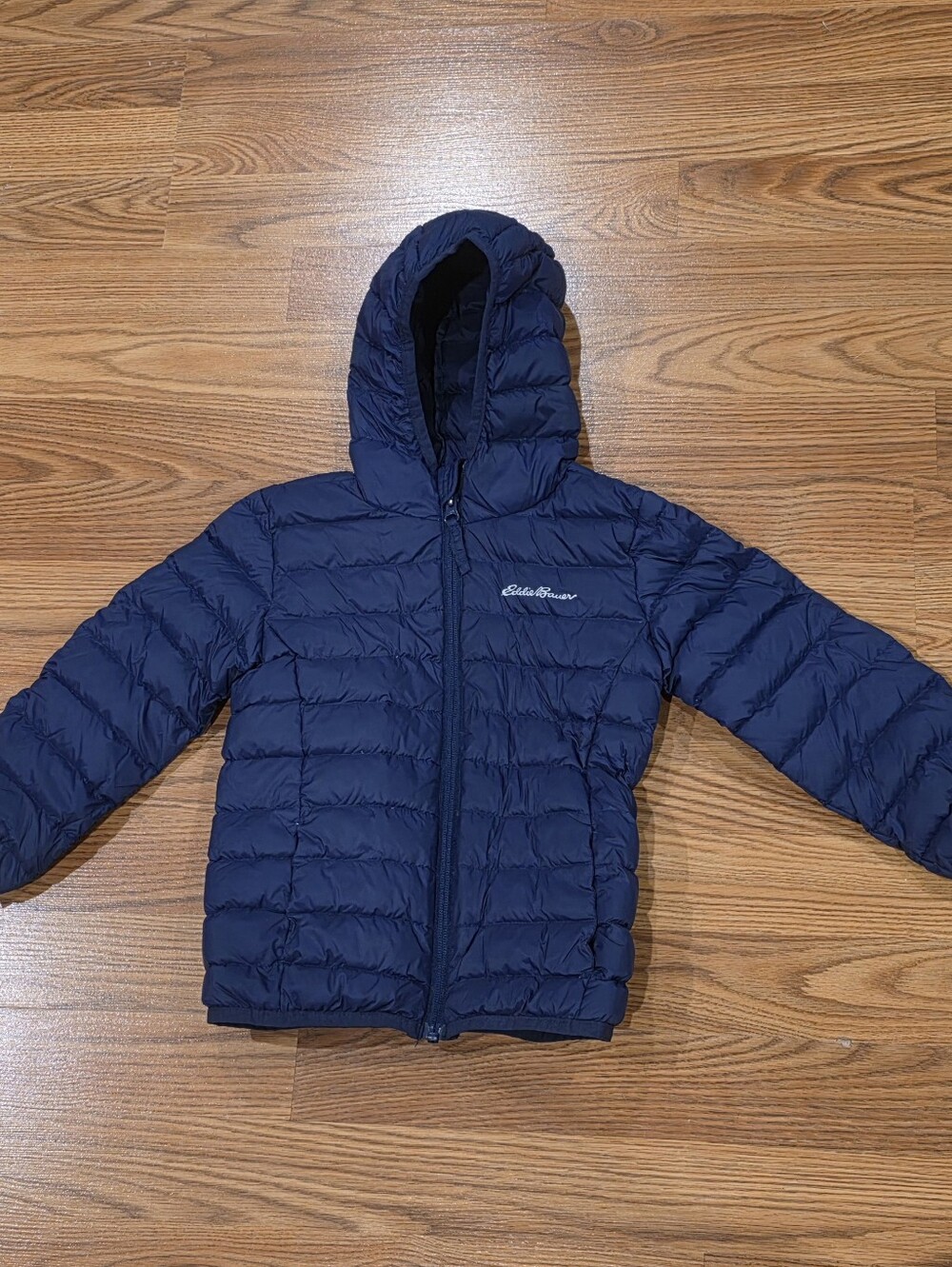 Eddie Bauer Navy Blue Puffer Hoodie Down Jacket Toddler Boys Unisex Size 4T